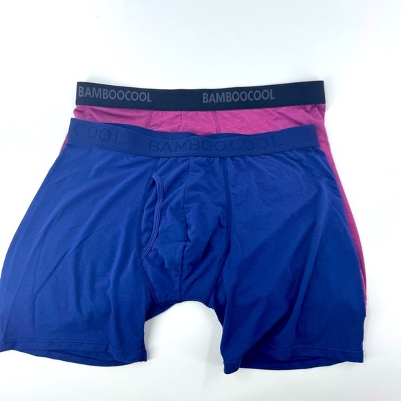 BAMBOO COOL 2 pair Men's Boxer Briefs - Navy and Pink - Picture 1 of 7